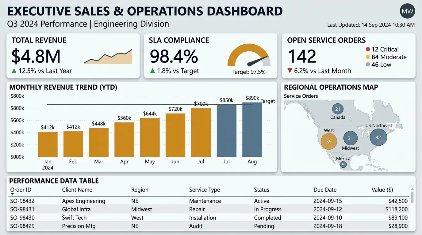 Screenshot of Mobile sales Power BI dashboard